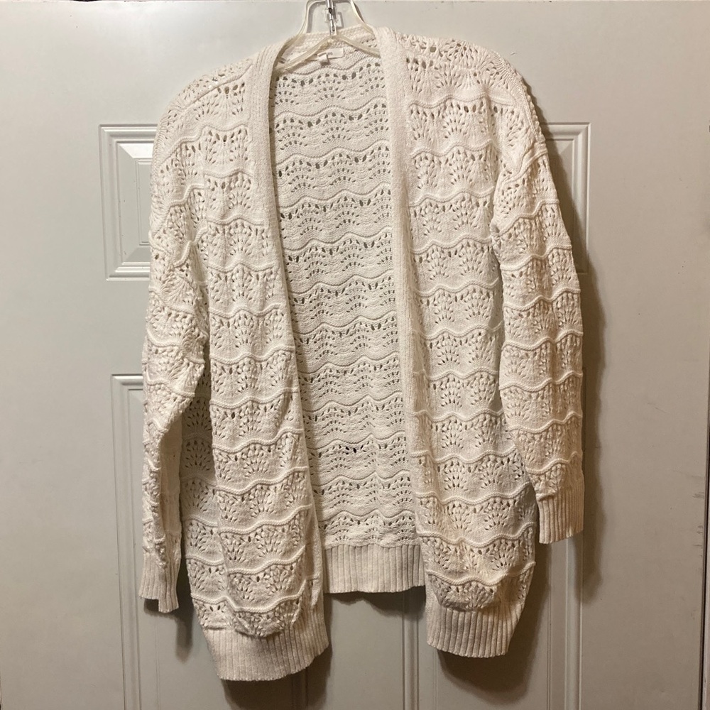 Maurices Cream Textured Open-Front Cardigan XL